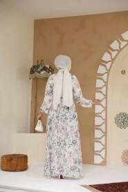 Modest White Floral Plus Size Dress 27980B - 4