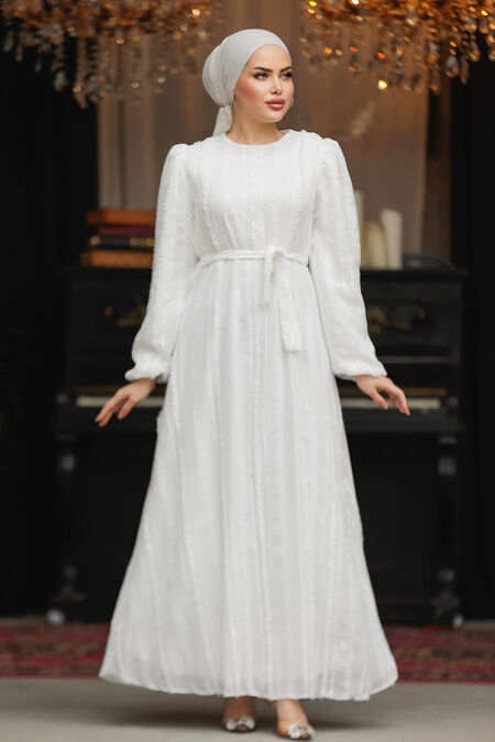 Modest White Long Dress 23261B - NEVA STYLE