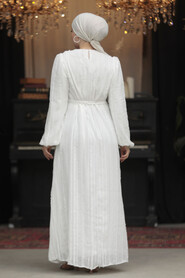 Modest White Long Dress 23261B - 4