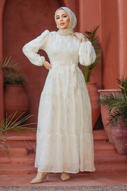 Modest White Maxi Dress 22892B - 2