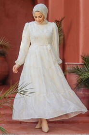 Modest White Maxi Dress 22892B - 1