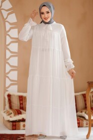 Modest White Maxi Dress 23601B - 2