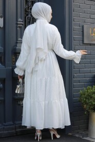 Modest White Pastel Dress 14232B - 4