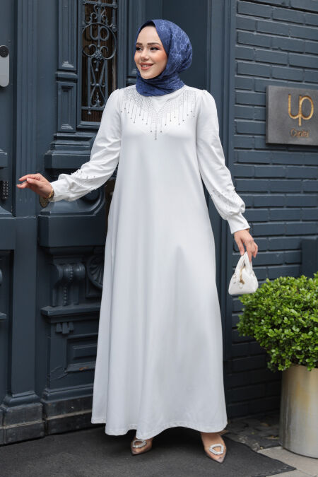 Modest White Plus Size Dress 23815B - NEVA STYLE