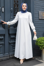 Modest White Plus Size Dress 23815B - 2