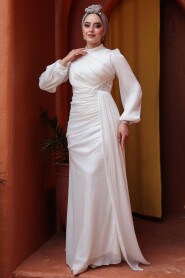 Modest White Prom Dress 52585B - 4