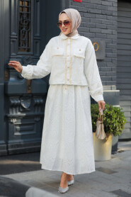 Modest White Skirted Dual Suit 14171B - 1