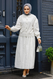 Modest White Skirted Dual Suit 30004B 
