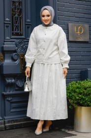 Modest White Skirted Dual Suit 30004B - 2