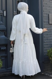 Modest White Summer Dress 10024B - 2