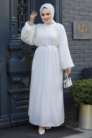 Modest White Summer Dress 14291B - 2