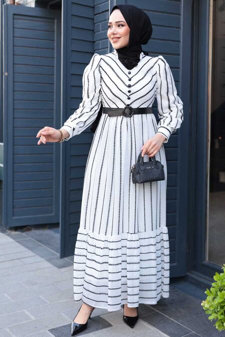 Modest White Summer Dress 43534B - NEVA STYLE