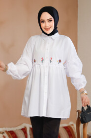Modest White Top 40603B - 2