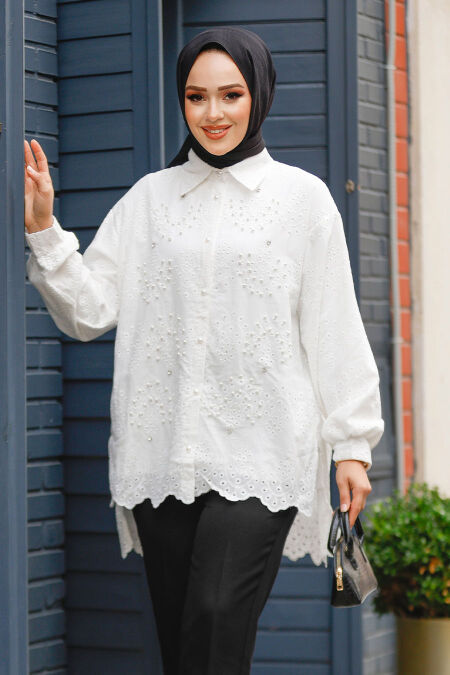 Modest White Tunic 13512B - NEVA STYLE