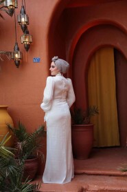 Modest White Wedding Dress 52285B - 6