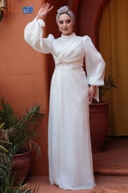 Modest White Wedding Dress 52285B - 4