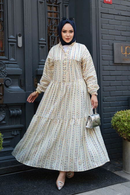Modest Yellow Eid Dress 103016SR - NEVA STYLE