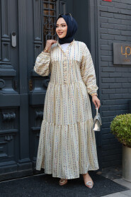 Modest Yellow Eid Dress 103016SR - 3