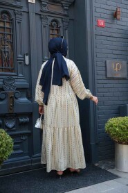 Modest Yellow Eid Dress 103016SR - 4