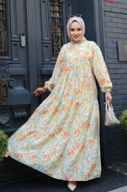 Modest Yellow Floral Dress 19034SR - 1