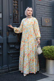 Modest Yellow Floral Dress 19034SR - 3