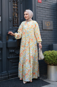 Modest Yellow Floral Dress 19034SR - 4