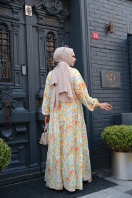 Modest Yellow Floral Dress 19034SR - 5