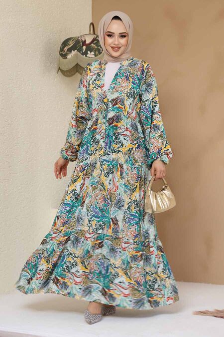 Modest Yellow Floral Dress 235805SR - NEVA STYLE