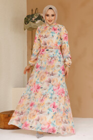 Modest Yellow Floral Plus Size Dress 27984SR - 1