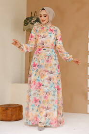 Modest Yellow Floral Plus Size Dress 27984SR - 2