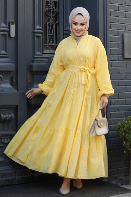 Modest Yellow Long Dress 10002SR - NEVA STYLE