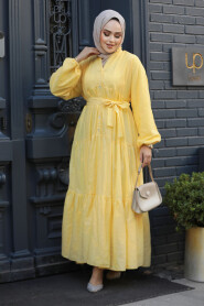 Modest Yellow Long Dress 10002SR - 4