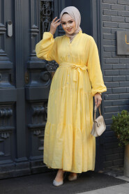 Modest Yellow Long Dress 10002SR - 3