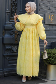 Modest Yellow Long Sleeve Dress 14212SR 