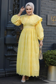 Modest Yellow Long Sleeve Dress 14212SR - 2