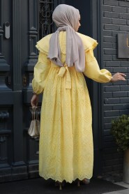 Modest Yellow Long Sleeve Dress 14212SR - 3