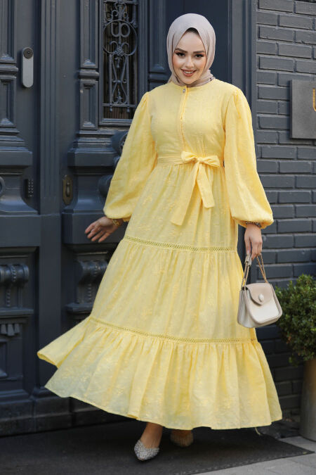 Modest Yellow Summer Dress 10024SR - NEVA STYLE