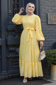 Modest Yellow Summer Dress 10024SR - 2