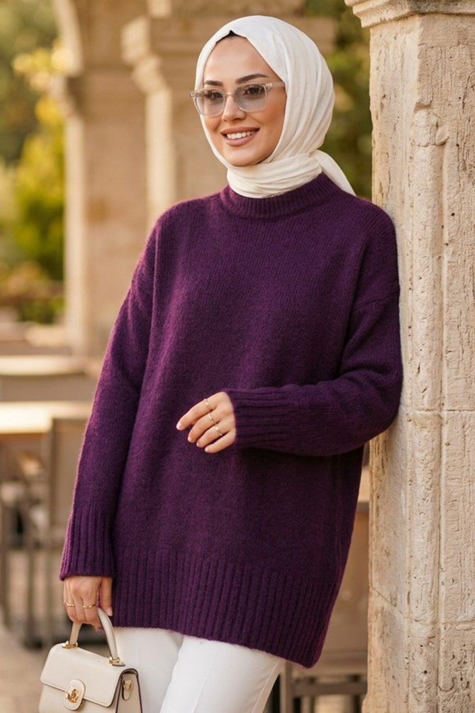 Plum Modest Knit Sweater 87181MU - 