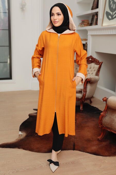Mustard Hijab Coat 4104HR - NEVA STYLE