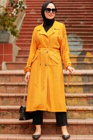 Mustard Hijab Coat 41060HR - 1