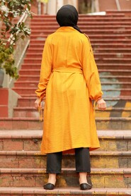 Mustard Hijab Coat 41060HR - 2