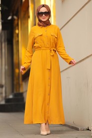 Mustard Hijab Dress 10049HR - 2