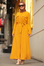 Mustard Hijab Dress 10049HR - 1