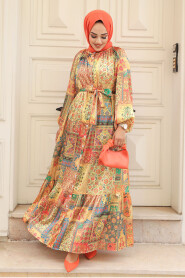 Mustard Hijab Dress 23155HR - 1