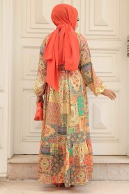 Mustard Hijab Dress 23155HR - 4