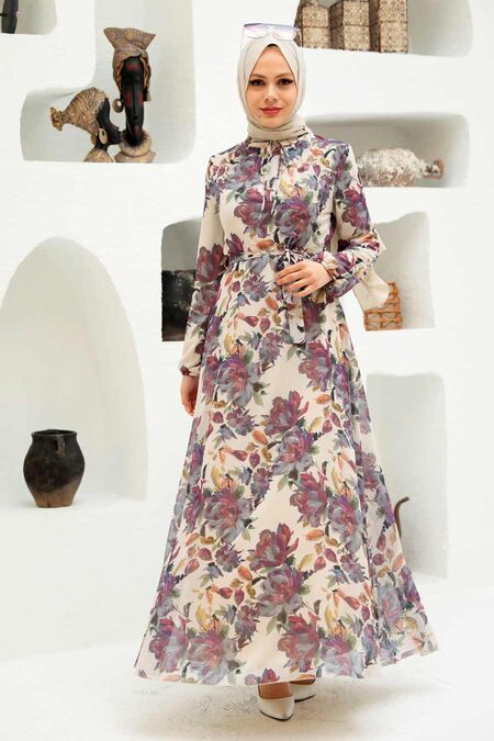 Mustard Hijab Dress 279015HR - NEVA STYLE