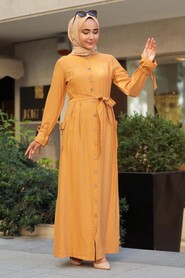 Mustard Hijab Dress 3335HR - 2