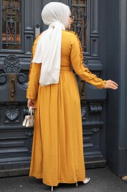 Mustard Hijab Dress 3434HR - 3