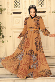 Mustard Hijab Dress 3463HR - 3